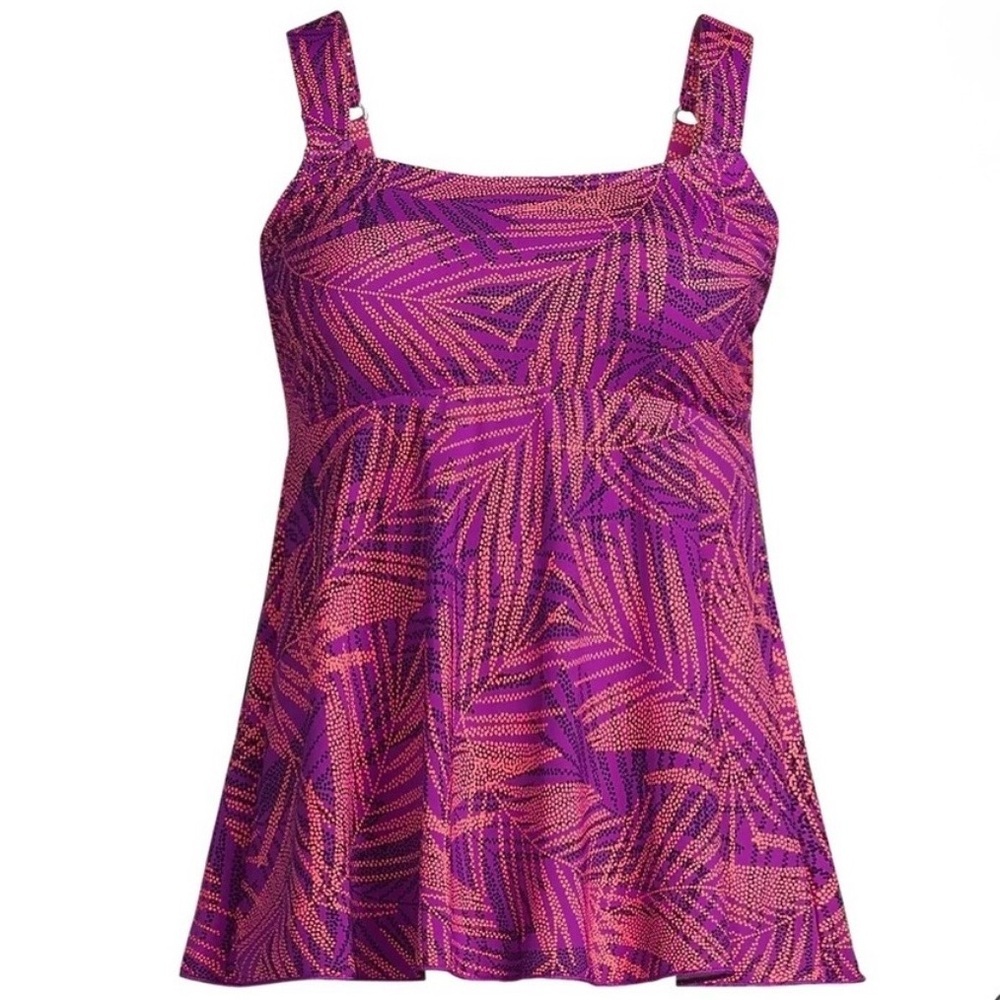 Lands' End Women's Purple and Pink Tankini Top